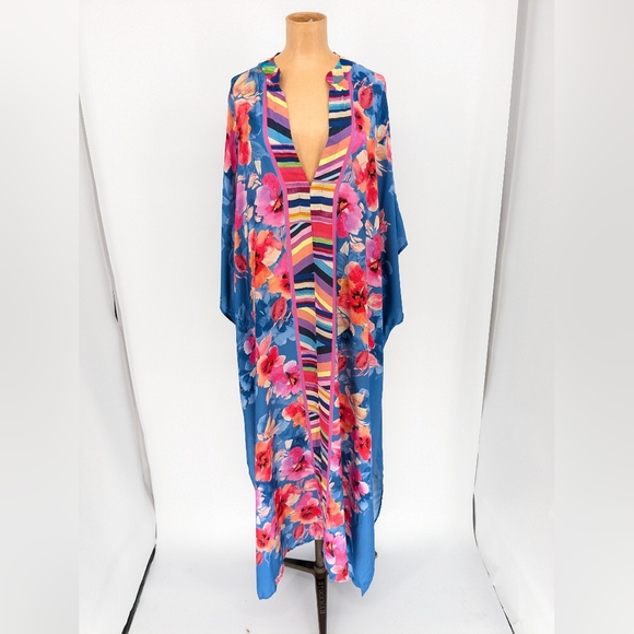 Johnny Was Summer Days Maxi Kaftan Dress Women’s L/XL Boho Floral $298 FLAW - Picture 1 of 15